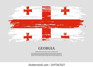 Bandera de Georgia con efecto de pincel y afiche de texto de información, fondo vectorial