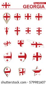 Georgia Flag Collection. Big set for design. Vector Illustration.