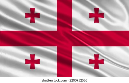 Georgia flag design. Waving Georgian flag made of satin or silk fabric. Vector Illustration.
