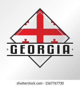 Georgia Flag Emblema. Vector Design National. Illustration Country Symbol. Insignia Banner Logo.