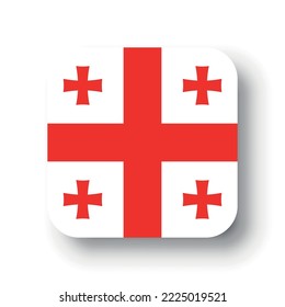 Georgienflagge - flacher Vektor-Quadrat mit abgerundeten Ecken und abgeschwächter Schatten.
