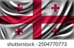 Georgia flag fluttering close up. Vector illustration.