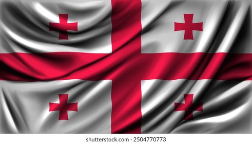 Georgia flag fluttering close up. Vector illustration.