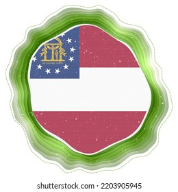 Georgia flag in frame. Badge of the US state. Layered circular sign around Georgia flag. Astonishing vector illustration.
