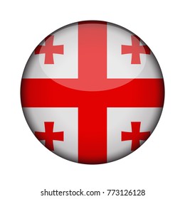 georgia Flag in glossy round button of icon. georgia emblem isolated on white background. National concept sign. Independence Day. Vector illustration.
