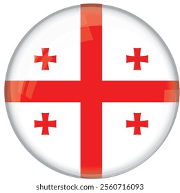 Georgia flag with glossy rounded button for football team and national emblem