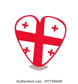 Georgia flag in heart image, simple design