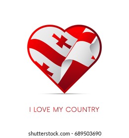 Georgia flag in heart. I love my country. sign. Vector illustration.