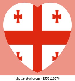 Georgia Flag In Heart Shape Vector