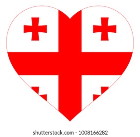 georgia flag in heart vector illustration sign. Flag of georgia in the shape of Heart with contrasting contour, symbol of love for his country or valentine day, patriotism.