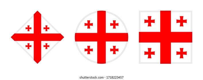 conjunto de iconos de la bandera georgia, aislado en fondo blanco