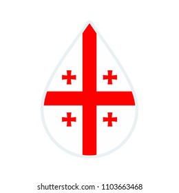 Georgia flag icon. Water icon. Drop water. Georgia badge. Flag drop.