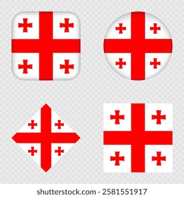 Georgia Flag Icons Pack. Vector illustration.