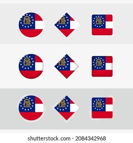 Fijación de iconos de la bandera de Georgia, bandera vectorial de Georgia. Tres versiones del icono.