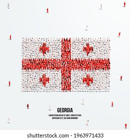 Georgia Flag. A large group of people form to create the shape of the georgian flag. Vector Illustration.