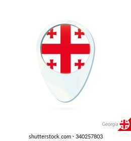 Georgia flag location map pin icon on white background. Vector Illustration.