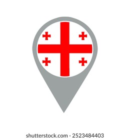 georgia flag location pin, flag application, Flag on Location Pin, graphic design, map pointer, vector illustration.