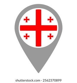 Georgia flag location pin, flag application, Flag on Location Pin, graphic design, map pointer, vector illustration.