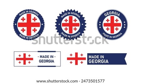 Georgia flag, Made in Georgia. Tag, Seal, Stamp, Flag, Icon vector