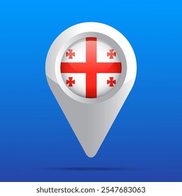 Georgia Flag Map Icon. Glossy icon. 3D. Vector Illustration.