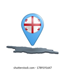Pin del mapa de la bandera de Georgia en blanco