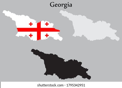 Georgia flag and map shape black and gray color. EPS.file.