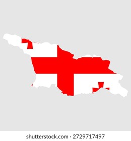Vector de mapa de bandera de Georgia. Mapa de la bandera de Georgia sobre fondo gris