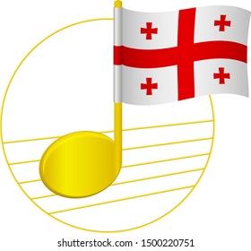 Georgia flag and musical note. Music background. National flag of Georgia and music festival concept vector illustration