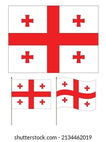 Georgia Flag official color and proportion. Waved Vector illustration