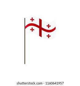Georgia flag on the flagpole. Official colors and proportion correctly. Waving of Georgia flag on flagpole, vector illustration isolate
