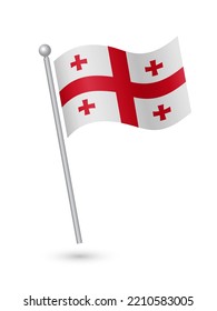 Georgia flag on pole waving in the wind vector illustration