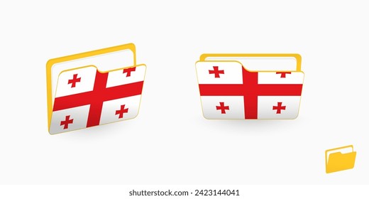Georgia flag on two type of folder icon. Vector illustration.