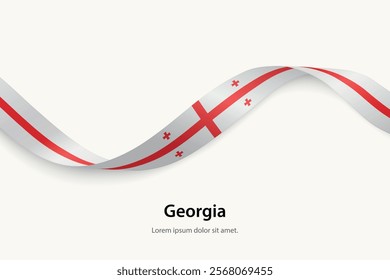 Georgia flag on Waving ribbon. Template for independence day