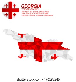 Georgia flag overlay on Georgia map with polygonal style.(EPS10 art vector)