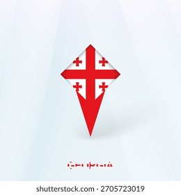 Ícone do pino da bandeira da Geórgia com design geométrico. Ilustração vetorial.