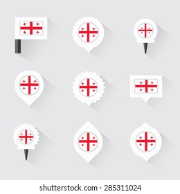 georgia flag and pins for infographic, and map design