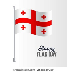 Georgia Flag Pole Ilustración vectorial Wavy Flag Pole Feliz Día de la Bandera