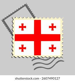 Georgia flag postage stamp. Isolated vector illustration on grey post stamp background