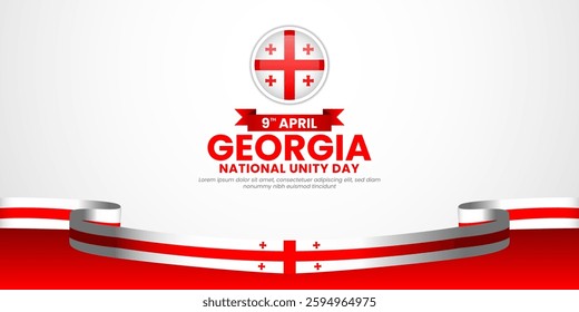 Georgia flag ribbon banner background design template for national unity day or independence day