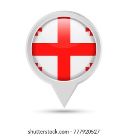 Georgia Flag Round Pin Vector Icon - Illustration