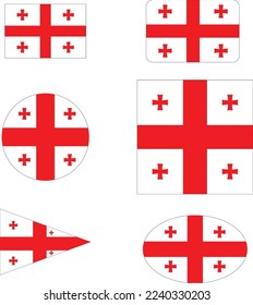 Georgia flag set, simple flags of Georgia with different shapes. Vector illustration. collection