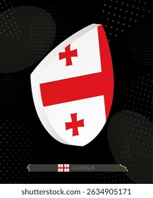 Georgia Flag Shield icon in 3D on Dark Modern Abstract Rugby Background. Perfect for sports events, heritage themes, national celebrations, and patriotic designs.