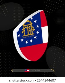 Georgia Flag Shield icon in 3D on Dark Modern Abstract Rugby Background. Perfect for sports events, heritage themes, national celebrations, and patriotic designs.