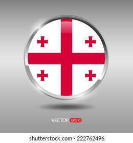 Georgia flag, shiny, glossy metal vector badge