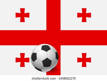 Georgia flag and soccer ball. National football background. Soccer ball with flag of Georgia vector illustration