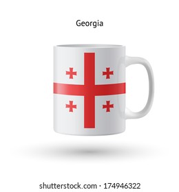 Georgia flag souvenir mug isolated on white background. Vector illustration.
