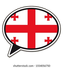 Georgia flag speech bubble sticker on white background. Vintage vector badge. Template design element. Travel sign. Symbol of Independence Day, souvenir sport game, button language, icon