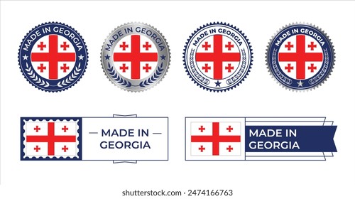 Georgia Flag Stamp. Made in Stamp Isolated in White Background. Symbol, Vector, Icon, Illustration.