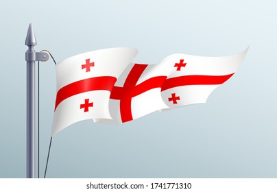 Georgia flag state symbol isolated on background national banner. Greeting card National Independence Day of the Republic of Georgia. Illustration banner with realistic state flag.
