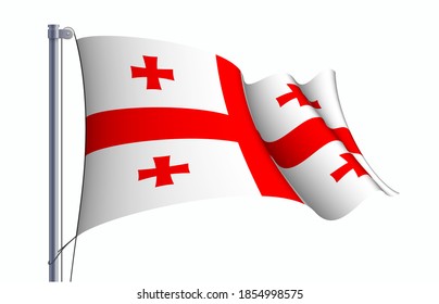 Georgia flag state symbol isolated on background national banner. Greeting card National Independence Day of the Republic of Georgia. Illustration banner with realistic state flag.